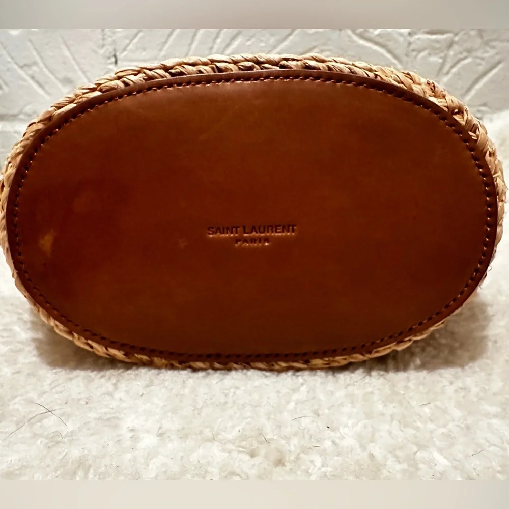 Saint Laurent Panier Mini YSL Flap Crossbody Basket Bag in Raffia - Picture 9 of 12